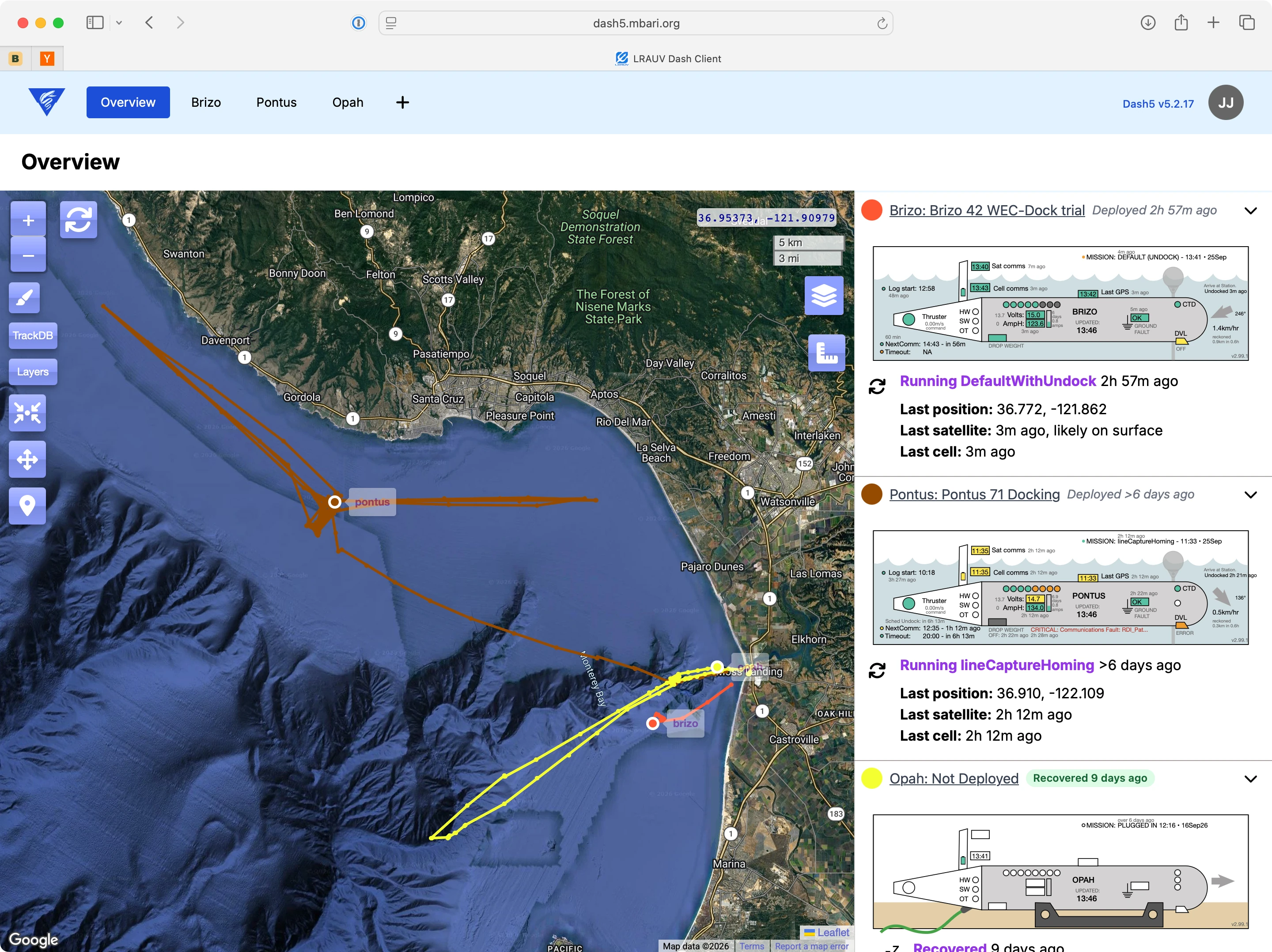 MBARI LRAUV Pilot Dashboard screenshot 1